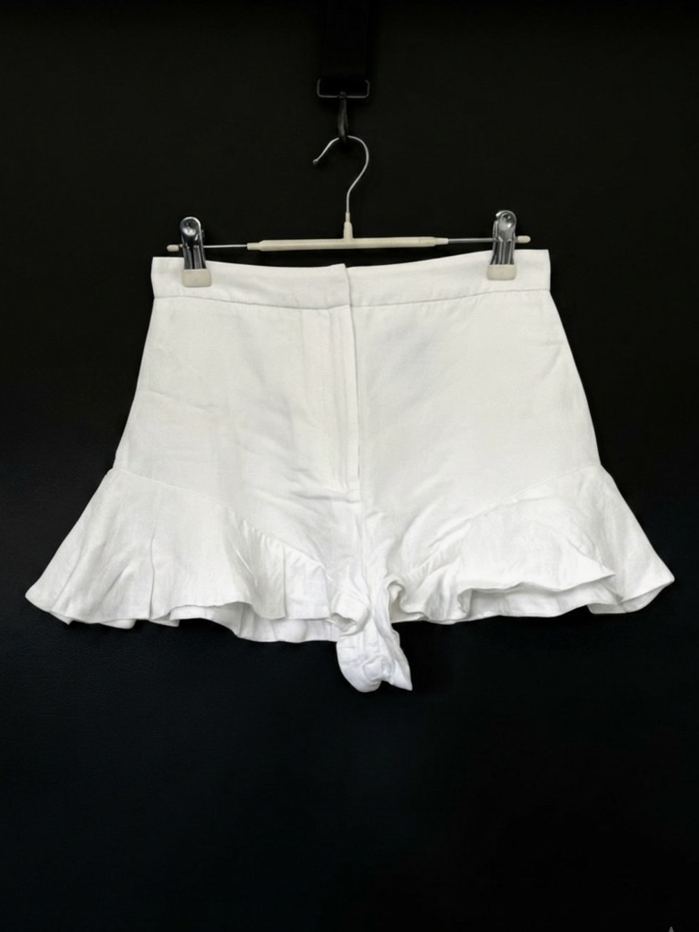 Sandro White Ruffle-Hem Shorts